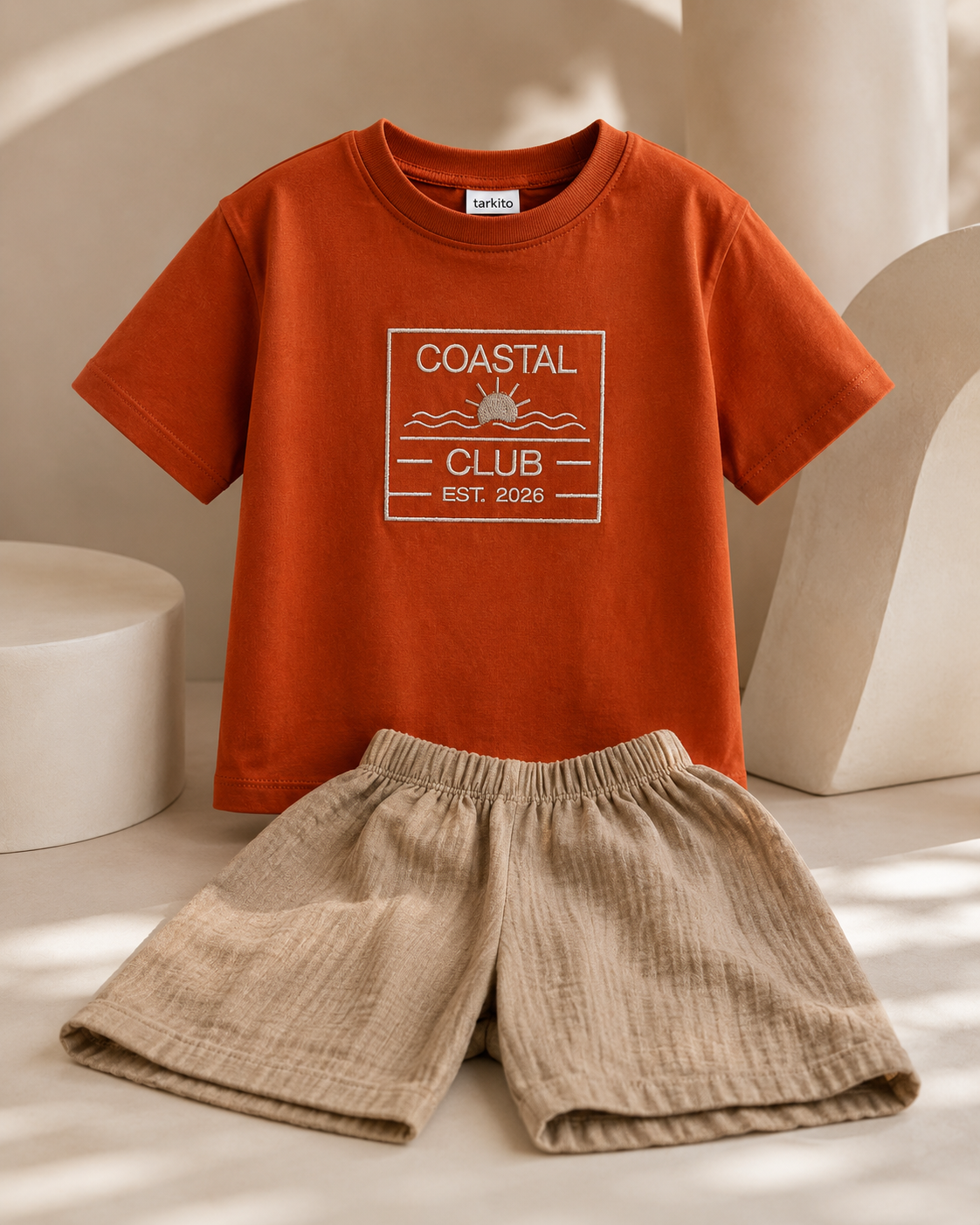 Beige Muslin Short & Tshirt