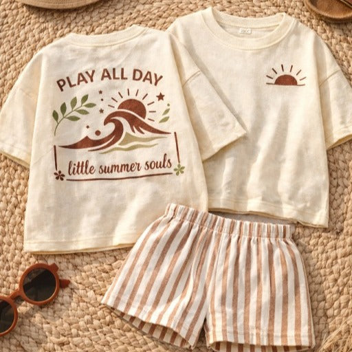 Striped Linen Short & Tshirt